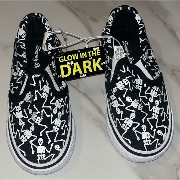 Tommy Bahama Toddler 6 Skeleton Bones Glow-in-the-Dark Halloween Shoes ‎ Canvas - Picture 11 of 11